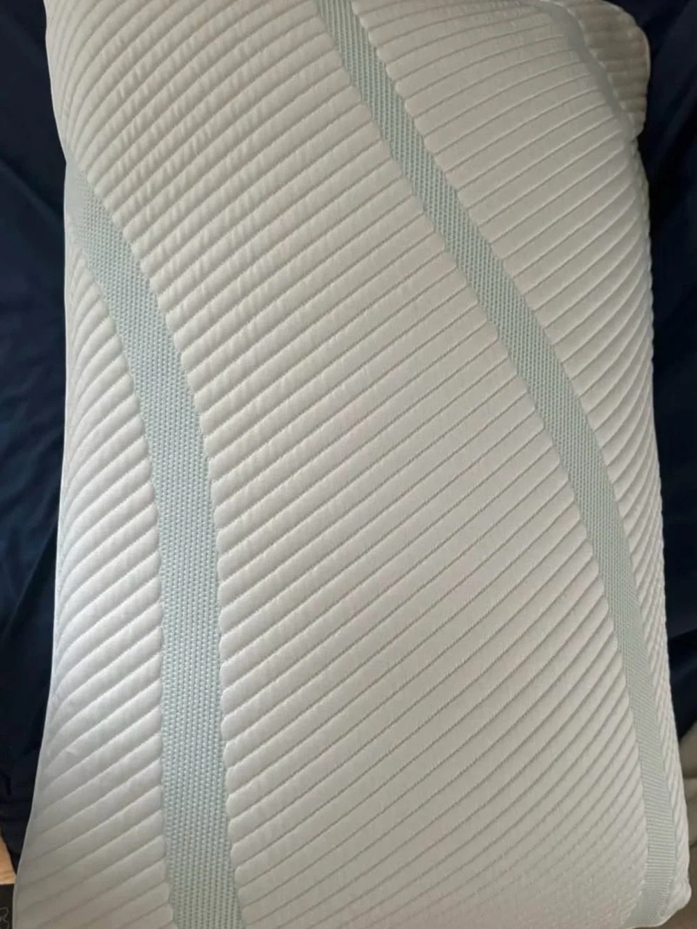 Tempur pedic Cooling White Memory Foam Pillow with Light Blue Accents